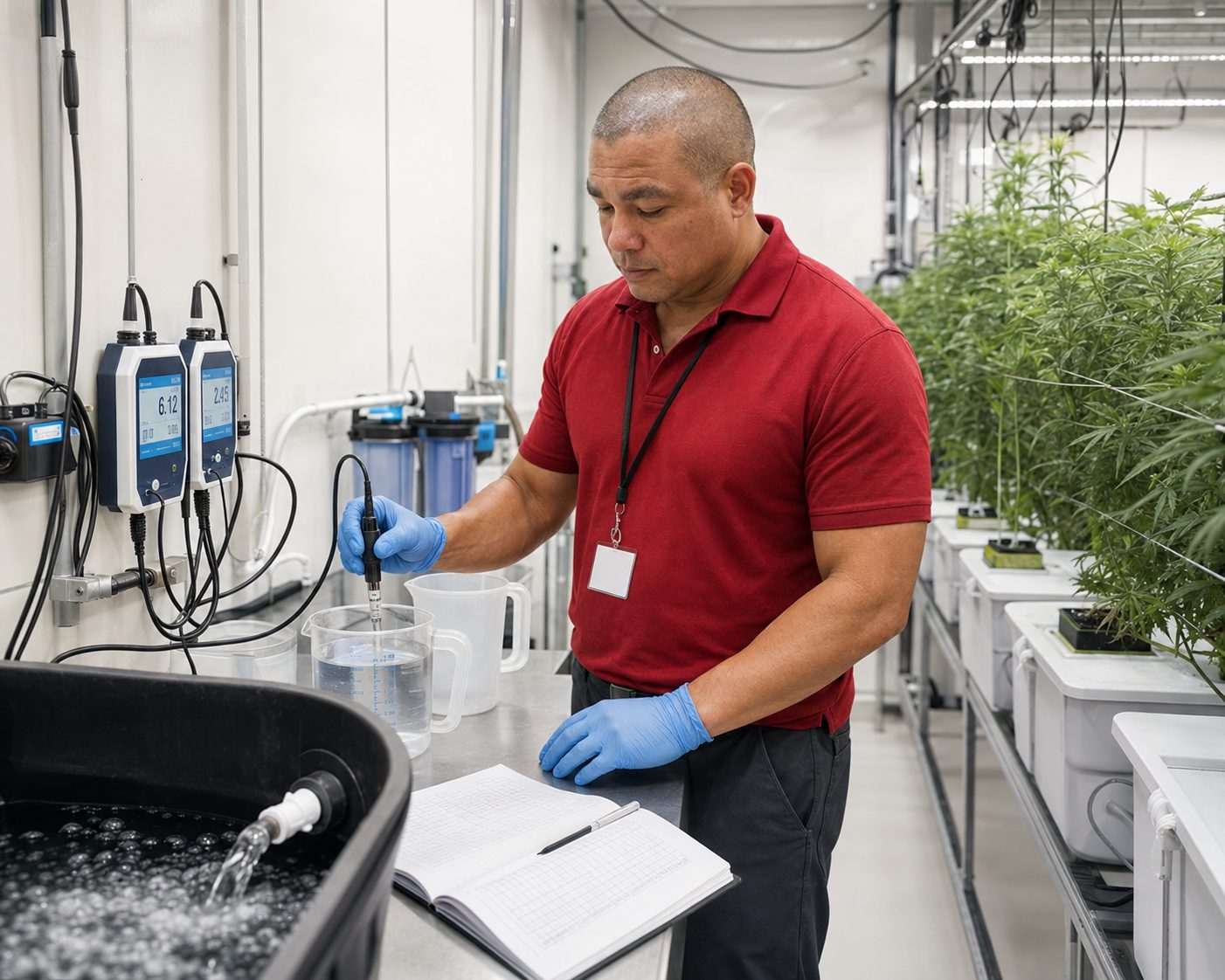 Devin Lockett teaching hemp cultivation in the BiomedRx grow room